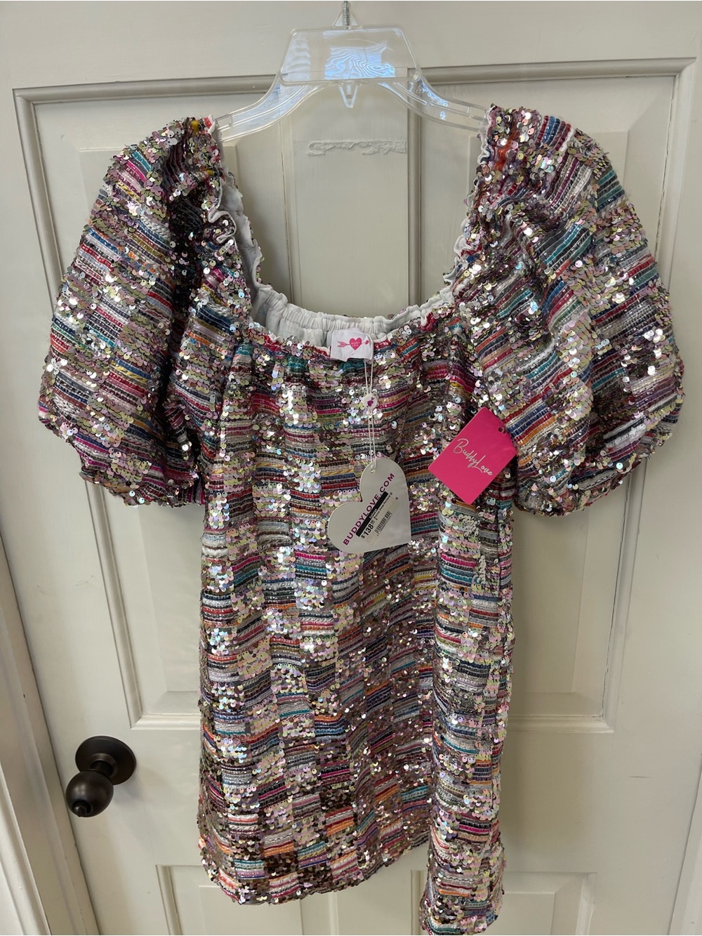 Buddy Love Multicolor Sequin Stripe Mini Dress
